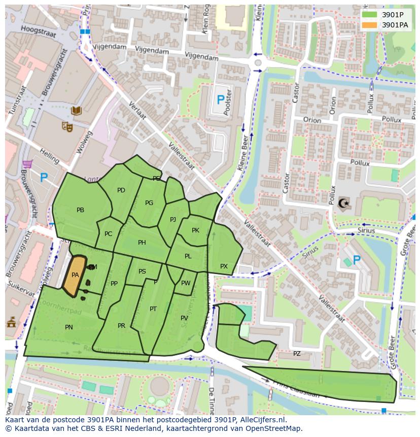 Afbeelding van het postcodegebied 3901 PA op de kaart.