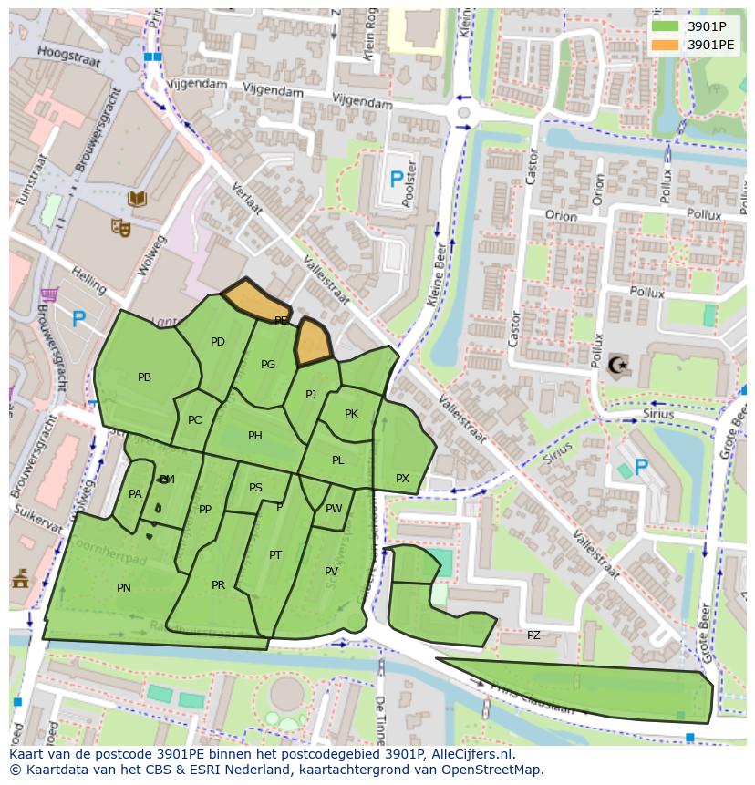 Afbeelding van het postcodegebied 3901 PE op de kaart.
