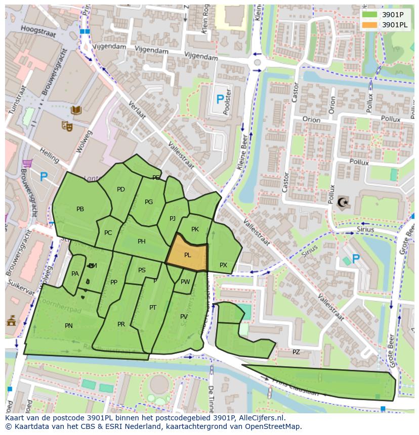 Afbeelding van het postcodegebied 3901 PL op de kaart.