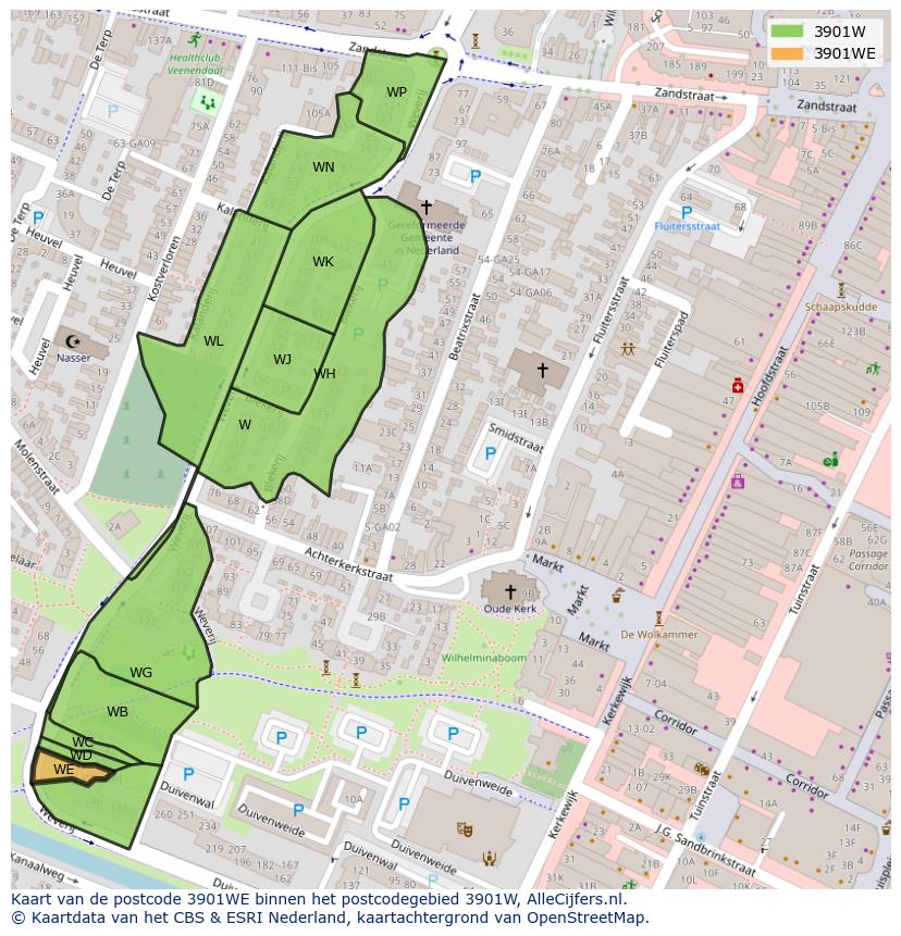 Afbeelding van het postcodegebied 3901 WE op de kaart.