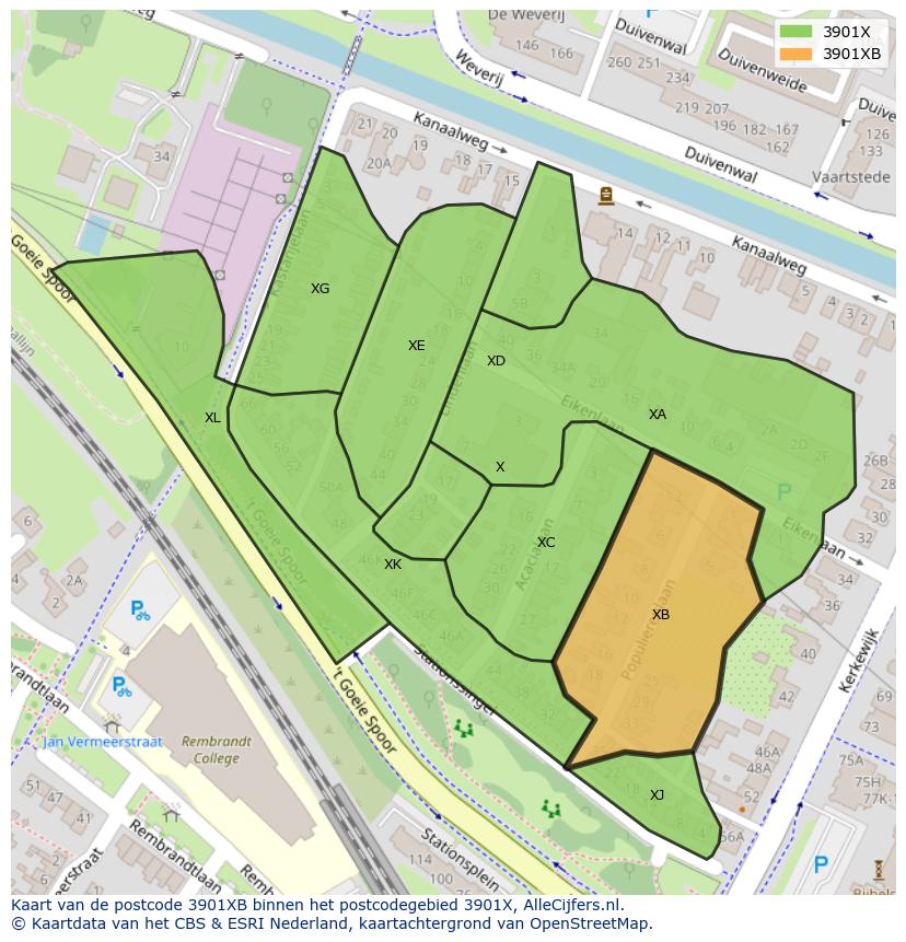 Afbeelding van het postcodegebied 3901 XB op de kaart.