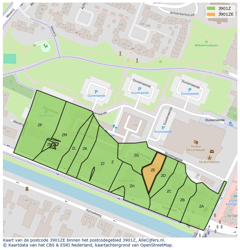 Afbeelding van het postcodegebied 3901 ZE op de kaart.