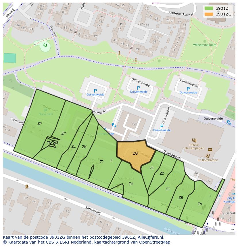 Afbeelding van het postcodegebied 3901 ZG op de kaart.