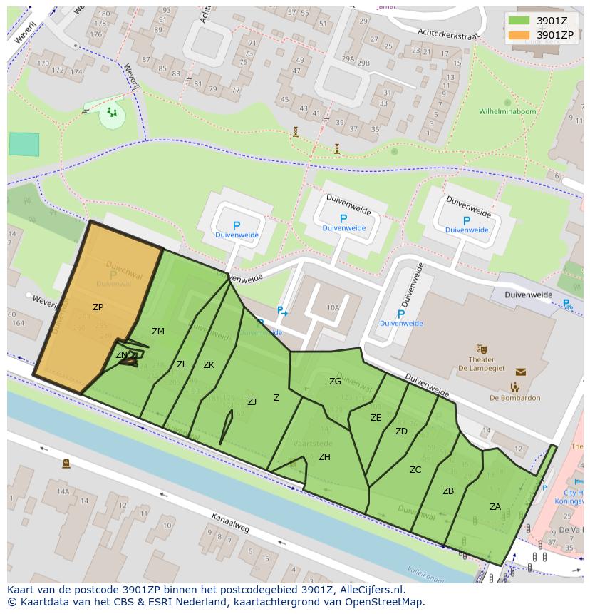 Afbeelding van het postcodegebied 3901 ZP op de kaart.