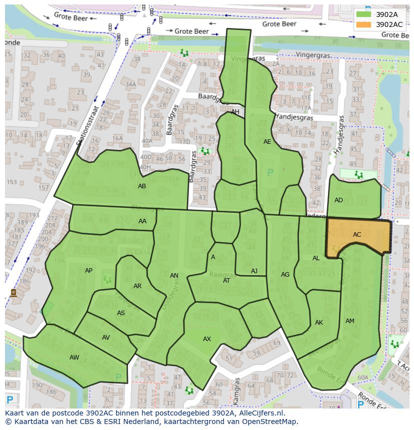 Afbeelding van het postcodegebied 3902 AC op de kaart.