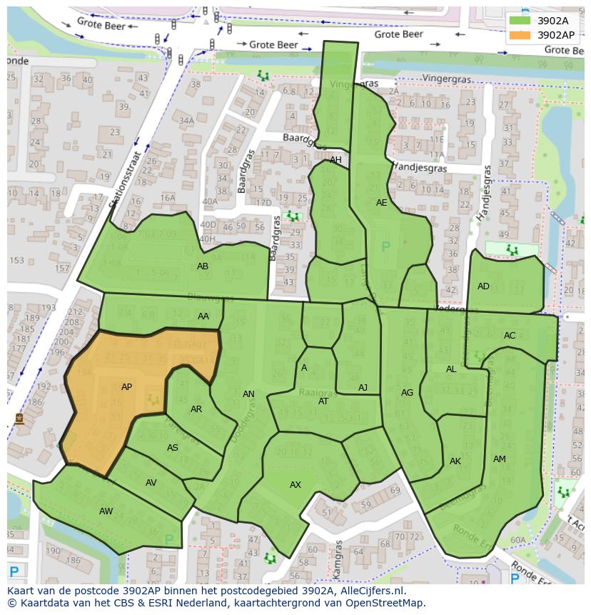 Afbeelding van het postcodegebied 3902 AP op de kaart.