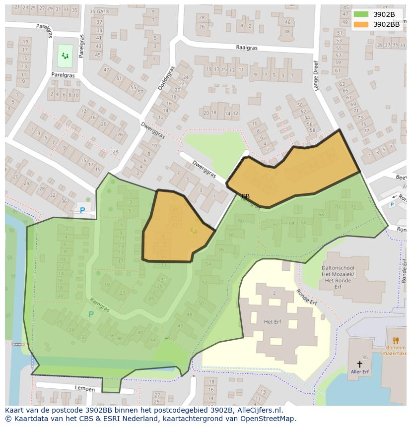 Afbeelding van het postcodegebied 3902 BB op de kaart.