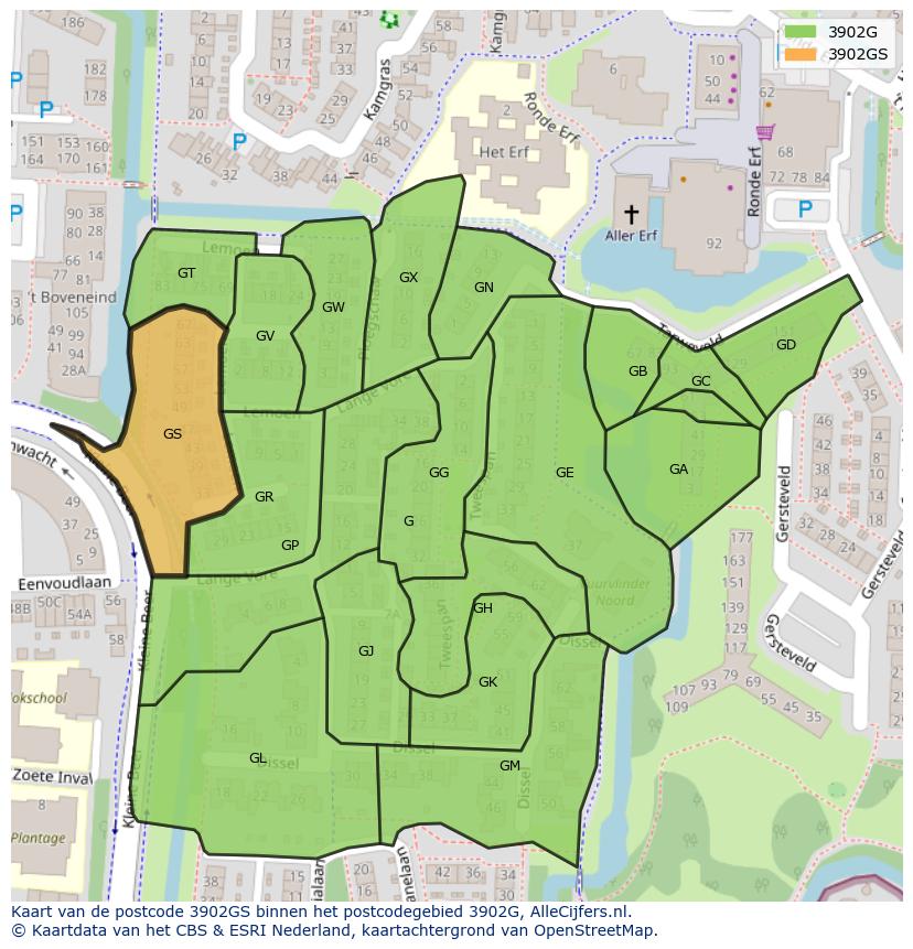 Afbeelding van het postcodegebied 3902 GS op de kaart.