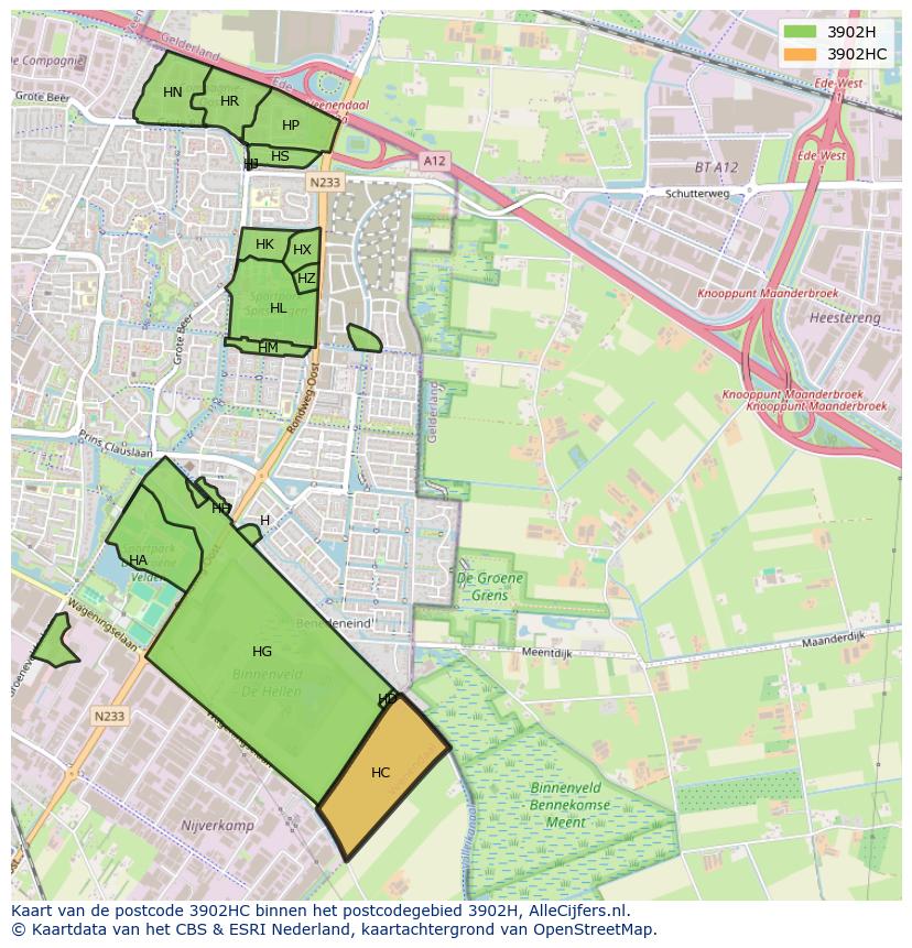 Afbeelding van het postcodegebied 3902 HC op de kaart.
