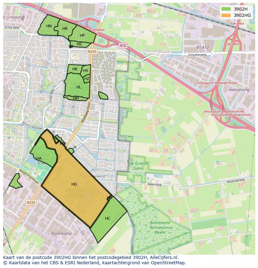 Afbeelding van het postcodegebied 3902 HG op de kaart.