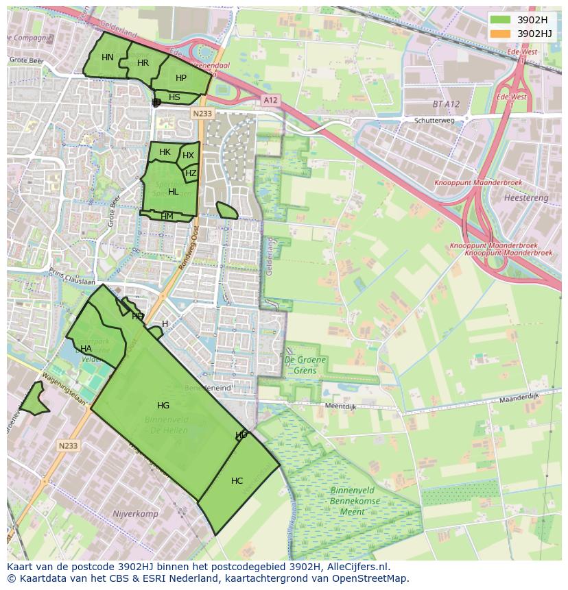 Afbeelding van het postcodegebied 3902 HJ op de kaart.