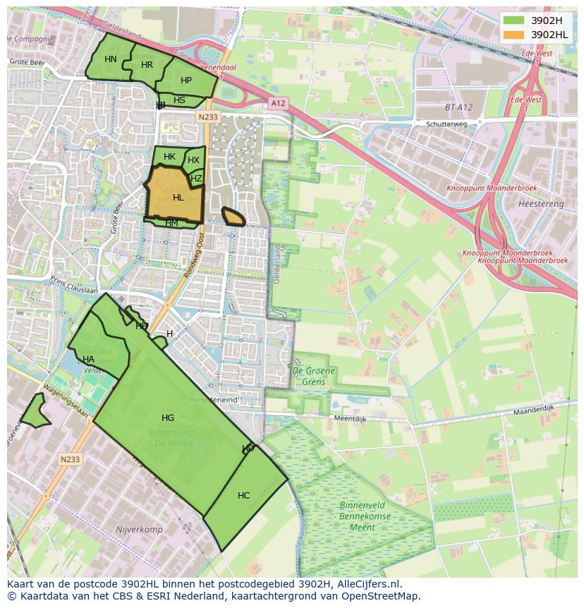 Afbeelding van het postcodegebied 3902 HL op de kaart.