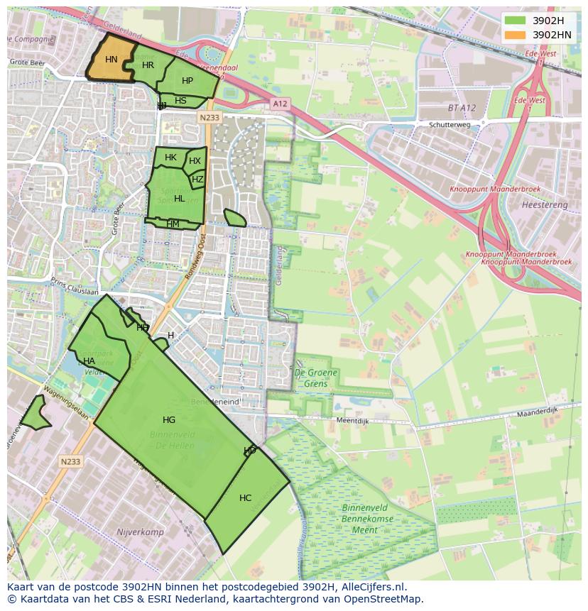 Afbeelding van het postcodegebied 3902 HN op de kaart.