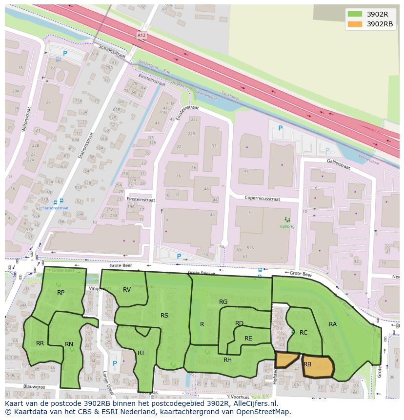 Afbeelding van het postcodegebied 3902 RB op de kaart.