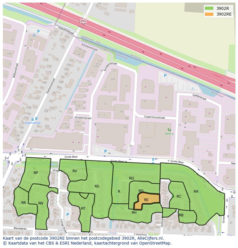 Afbeelding van het postcodegebied 3902 RE op de kaart.
