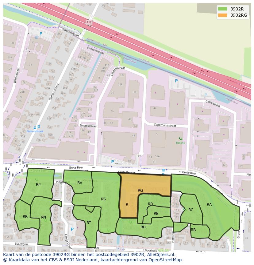 Afbeelding van het postcodegebied 3902 RG op de kaart.