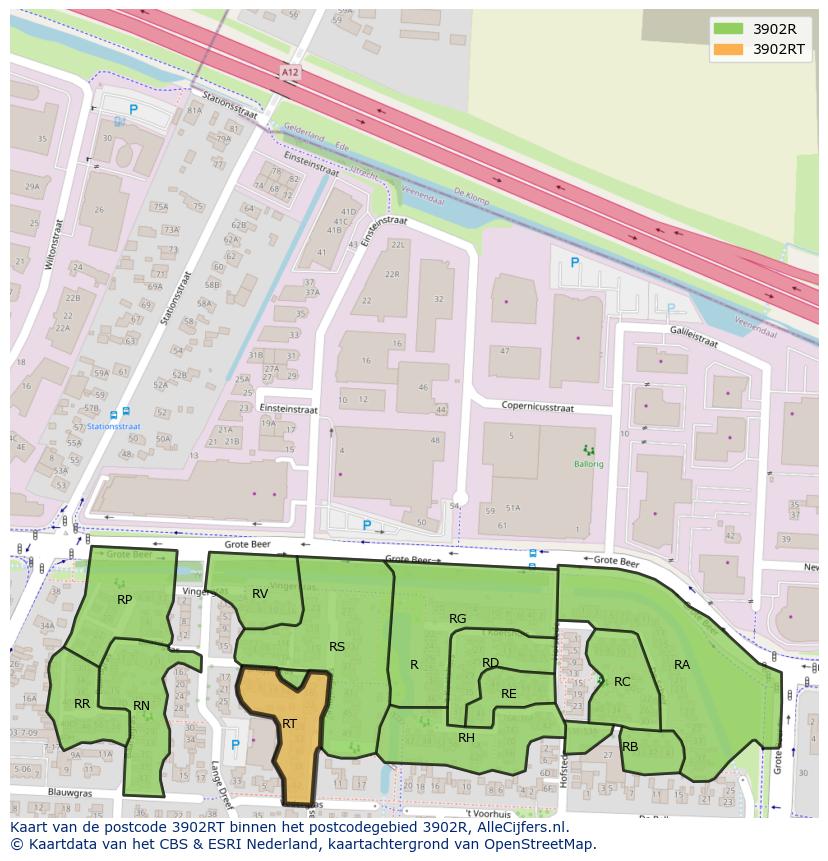 Afbeelding van het postcodegebied 3902 RT op de kaart.
