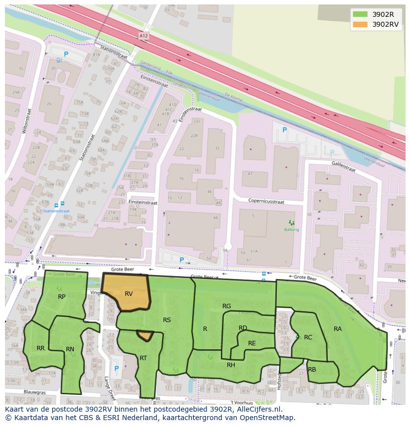 Afbeelding van het postcodegebied 3902 RV op de kaart.