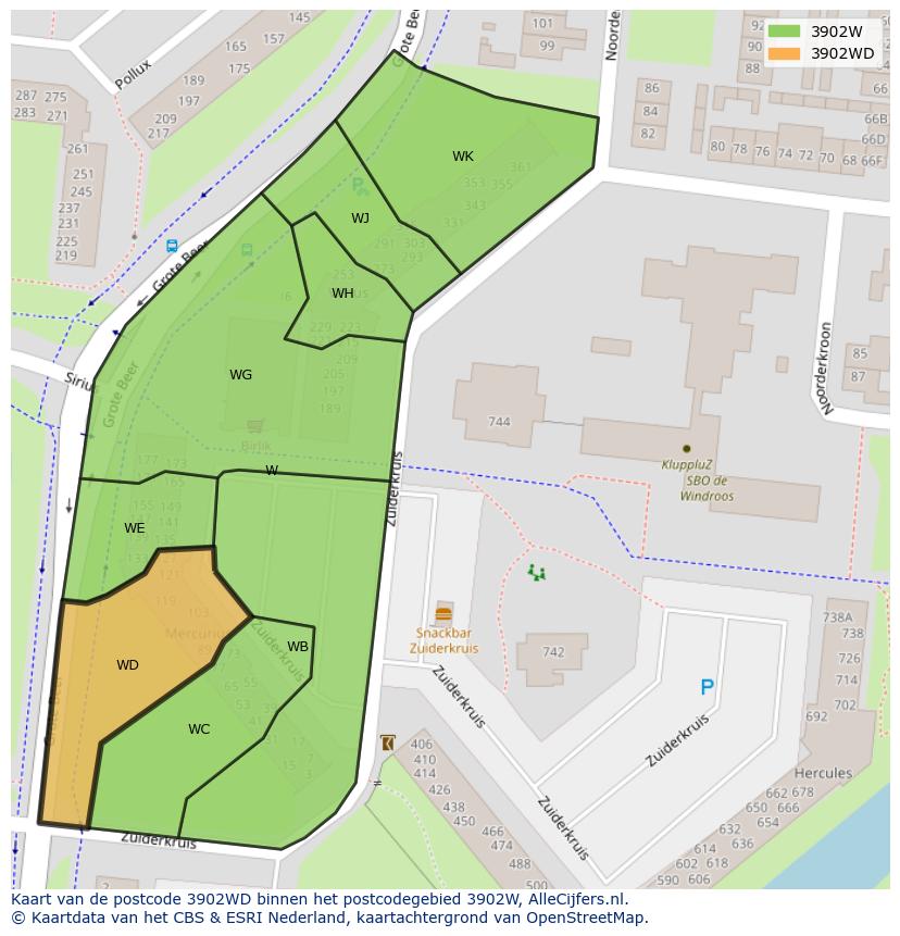 Afbeelding van het postcodegebied 3902 WD op de kaart.