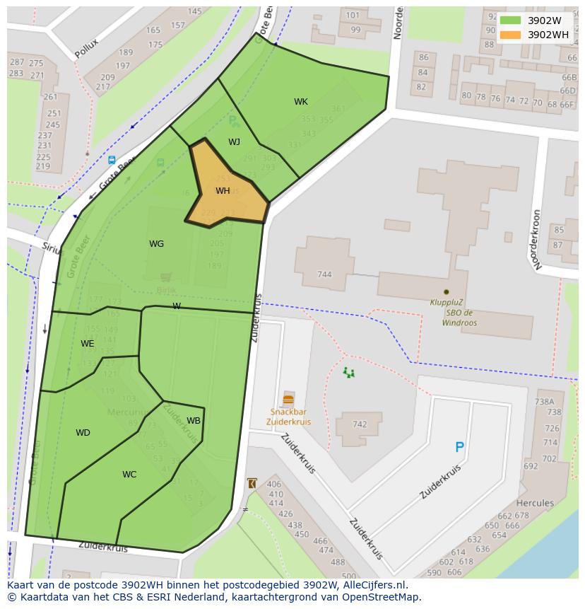 Afbeelding van het postcodegebied 3902 WH op de kaart.
