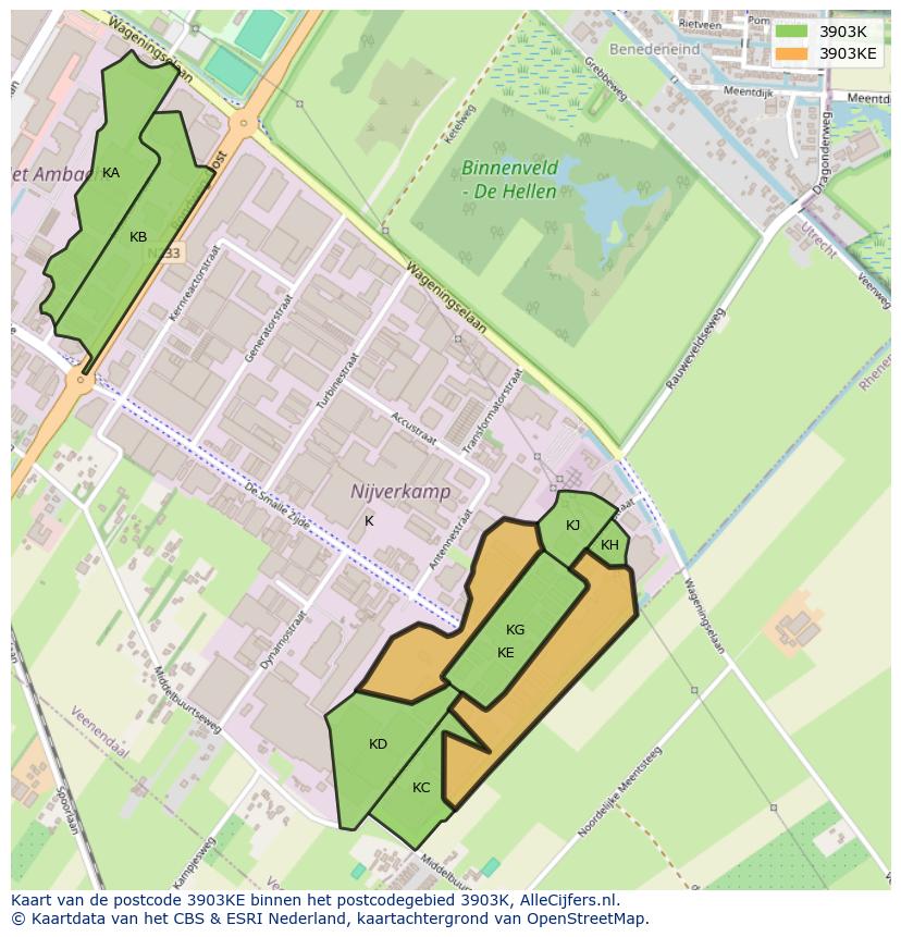 Afbeelding van het postcodegebied 3903 KE op de kaart.
