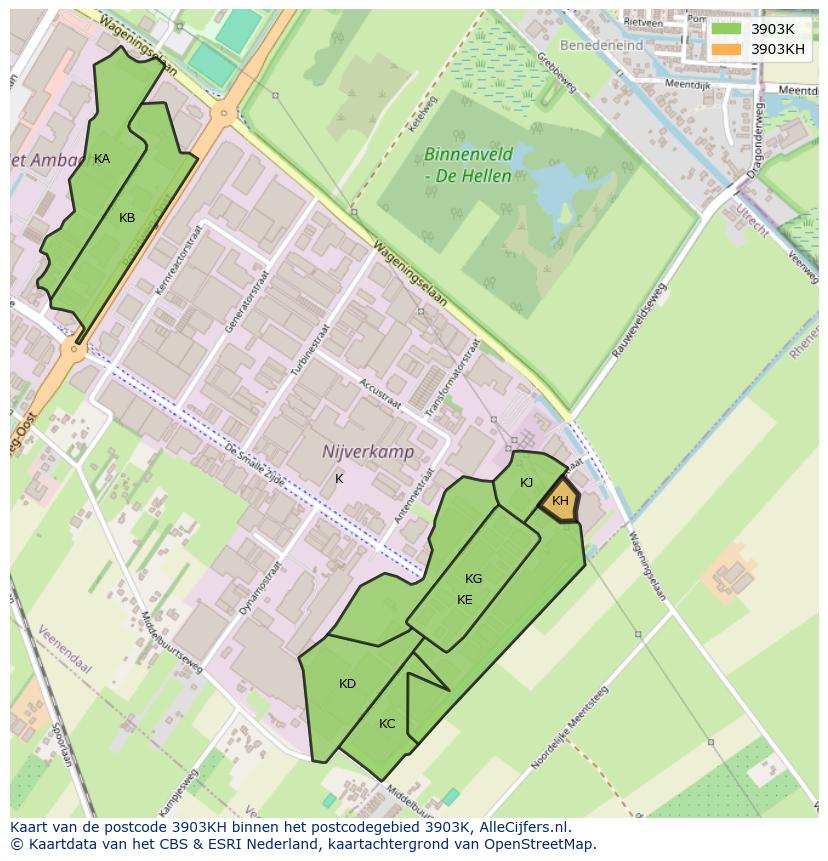 Afbeelding van het postcodegebied 3903 KH op de kaart.
