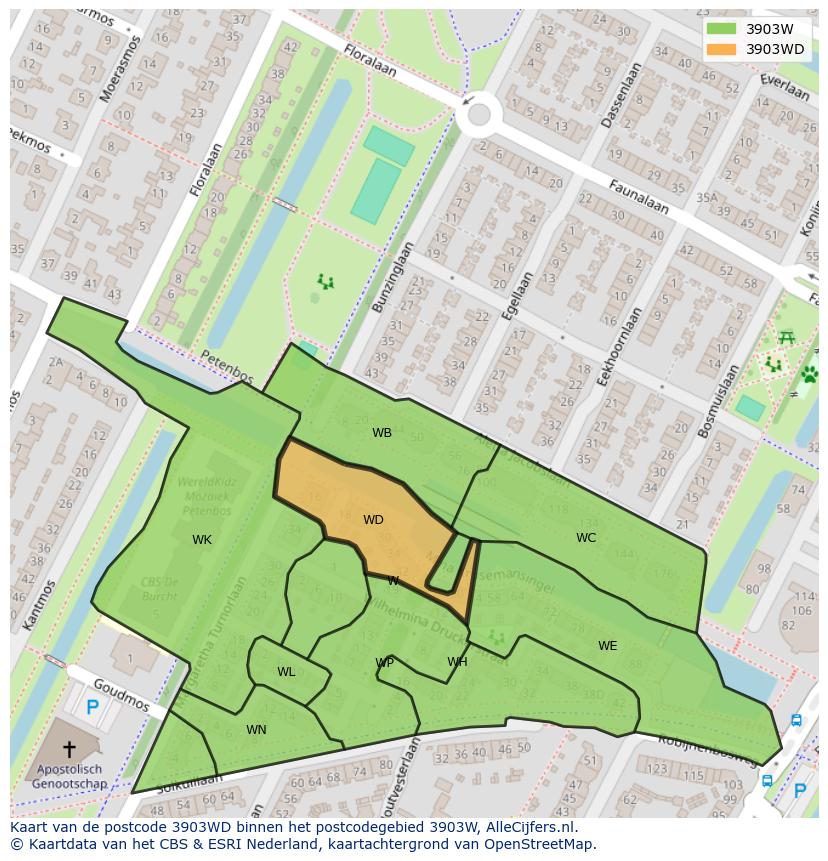 Afbeelding van het postcodegebied 3903 WD op de kaart.