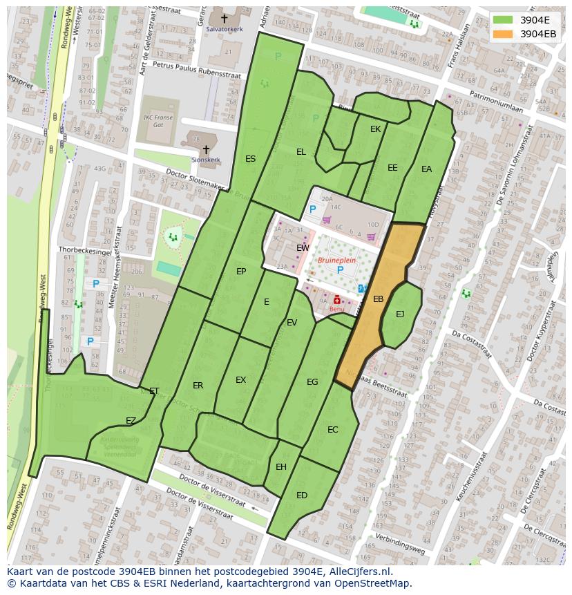 Afbeelding van het postcodegebied 3904 EB op de kaart.