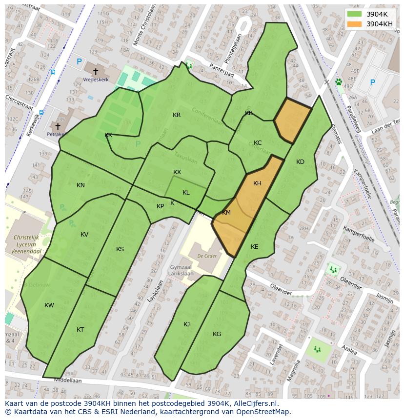 Afbeelding van het postcodegebied 3904 KH op de kaart.