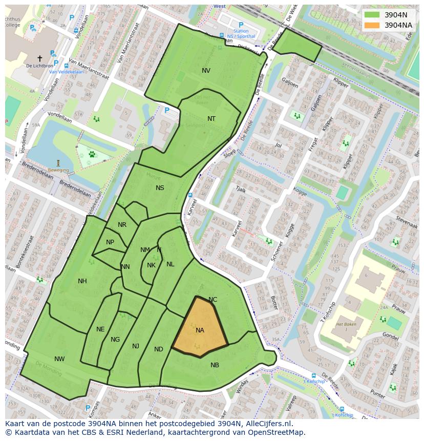 Afbeelding van het postcodegebied 3904 NA op de kaart.