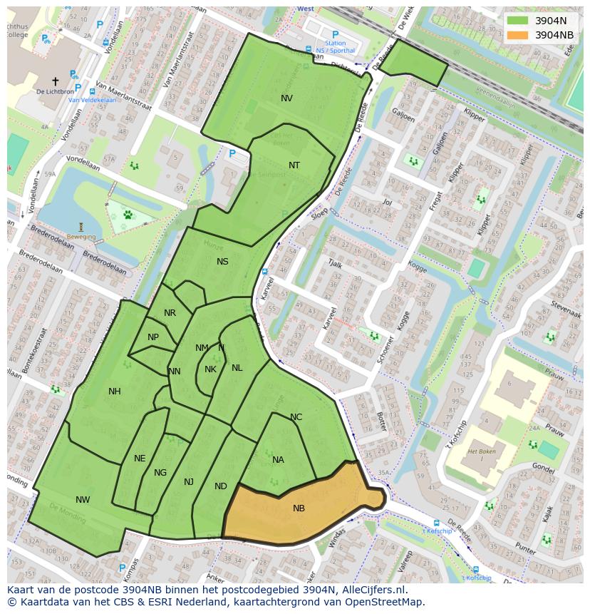 Afbeelding van het postcodegebied 3904 NB op de kaart.