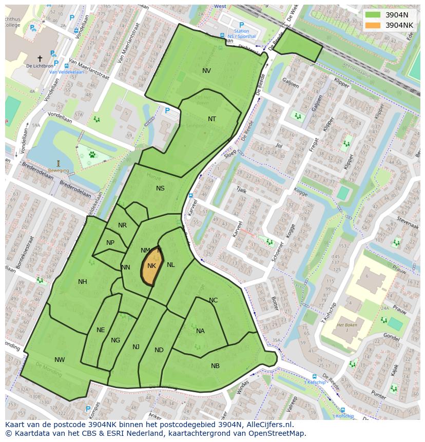 Afbeelding van het postcodegebied 3904 NK op de kaart.