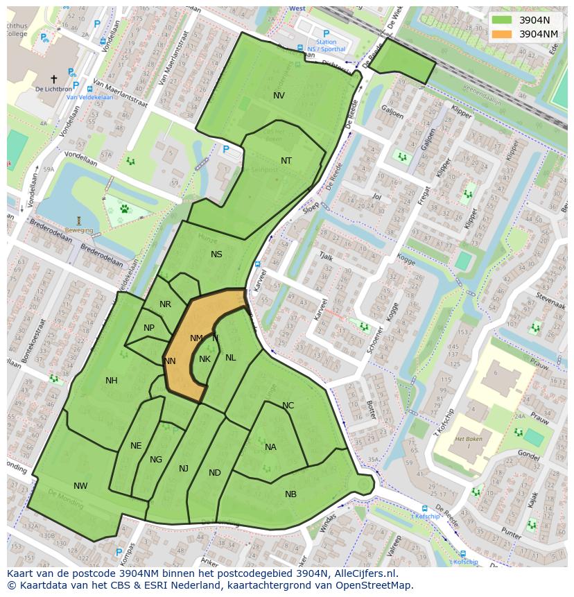 Afbeelding van het postcodegebied 3904 NM op de kaart.