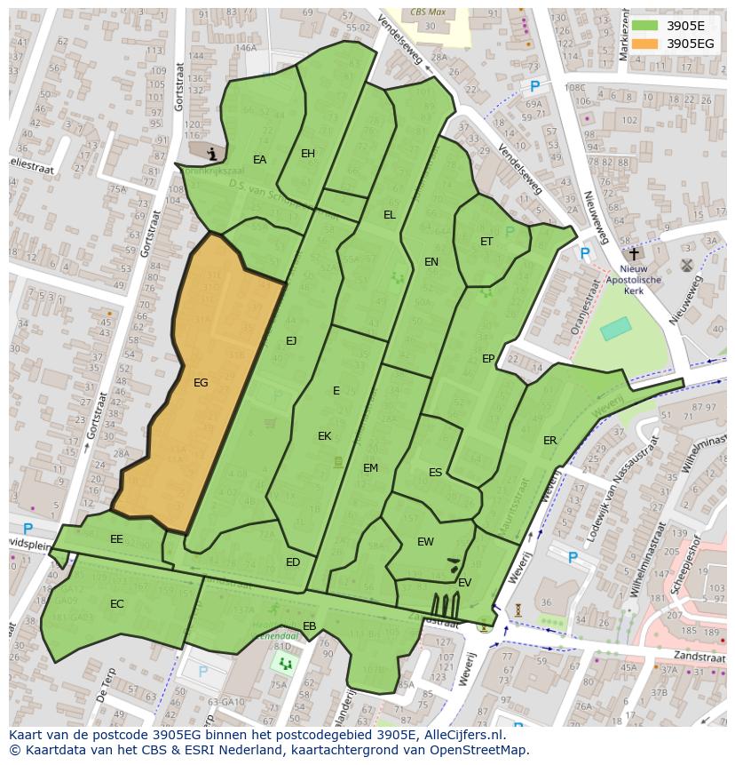 Afbeelding van het postcodegebied 3905 EG op de kaart.