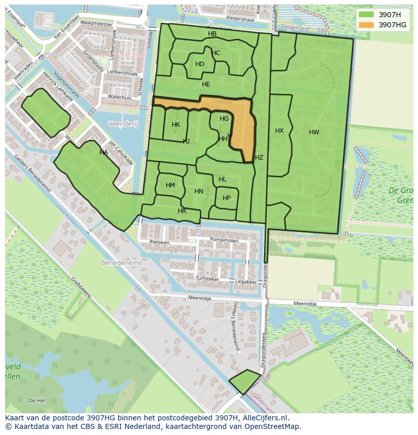 Afbeelding van het postcodegebied 3907 HG op de kaart.