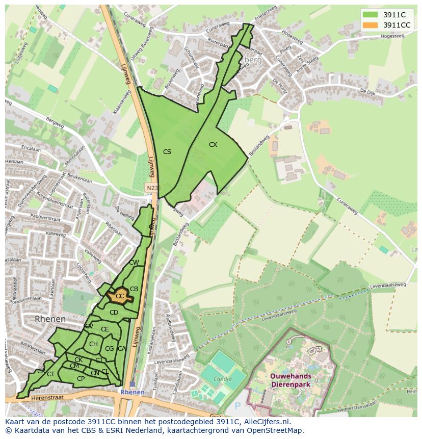 Afbeelding van het postcodegebied 3911 CC op de kaart.