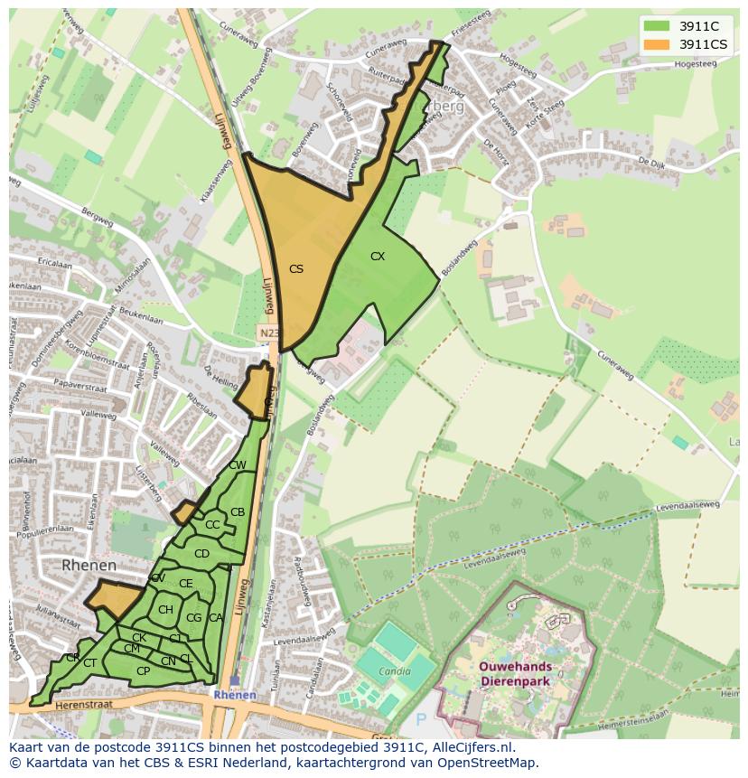 Afbeelding van het postcodegebied 3911 CS op de kaart.