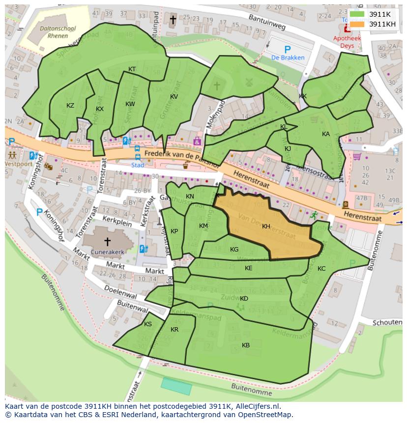 Afbeelding van het postcodegebied 3911 KH op de kaart.