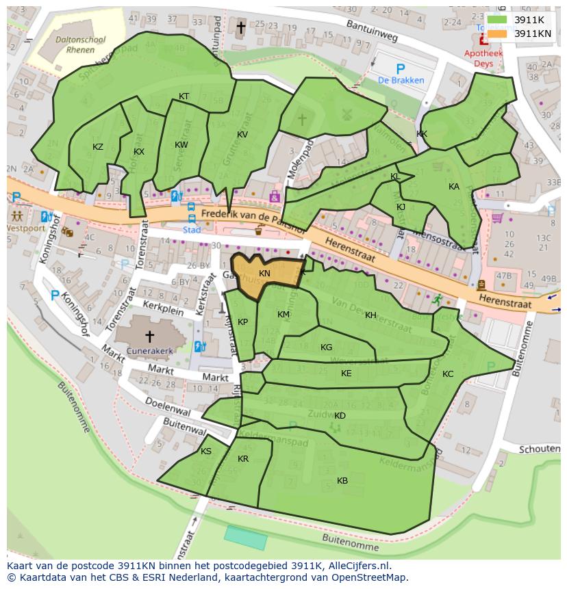 Afbeelding van het postcodegebied 3911 KN op de kaart.