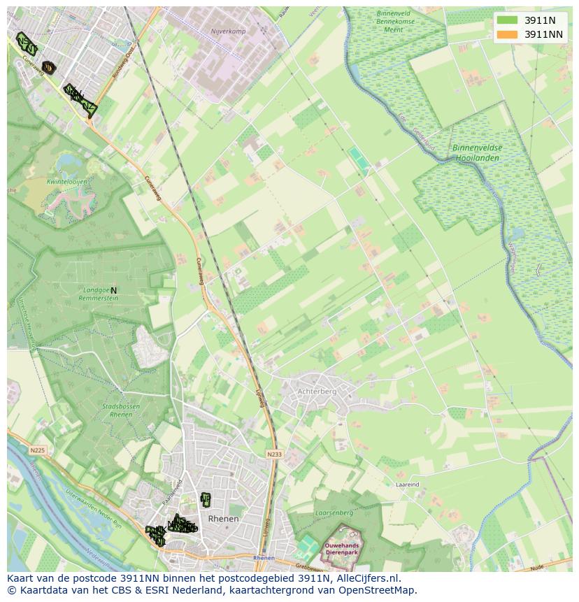 Afbeelding van het postcodegebied 3911 NN op de kaart.