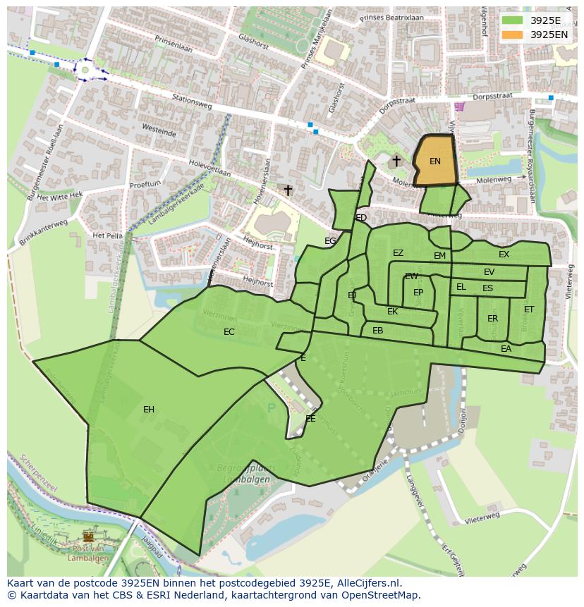 Afbeelding van het postcodegebied 3925 EN op de kaart.
