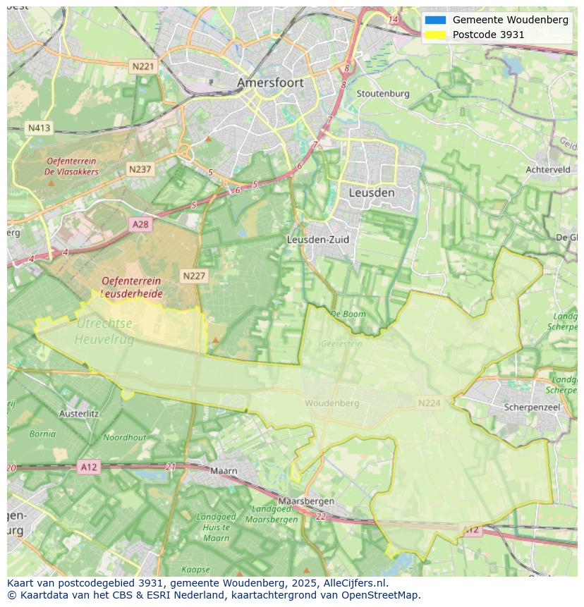 Afbeelding van het postcodegebied 3931 op de kaart.