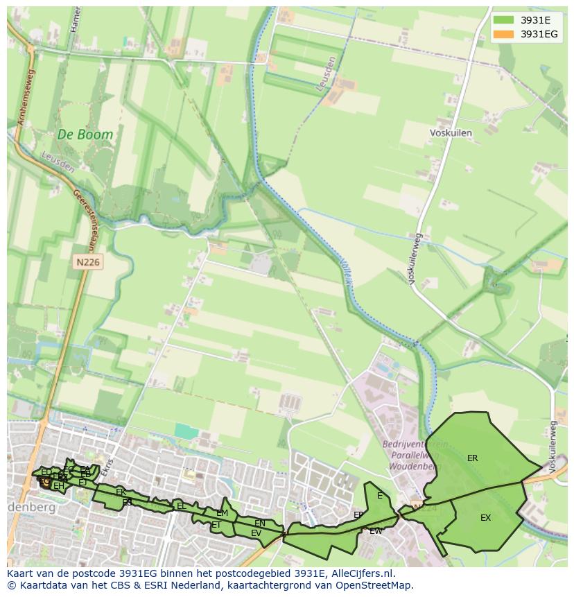 Afbeelding van het postcodegebied 3931 EG op de kaart.