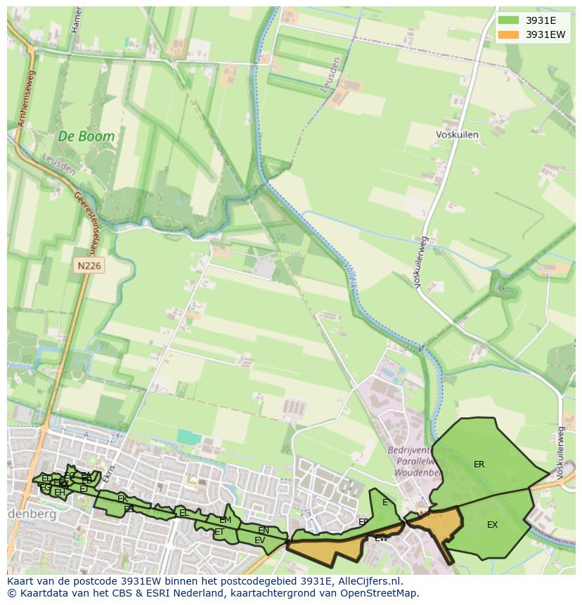 Afbeelding van het postcodegebied 3931 EW op de kaart.