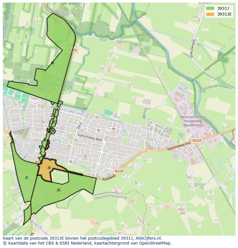 Afbeelding van het postcodegebied 3931 JE op de kaart.