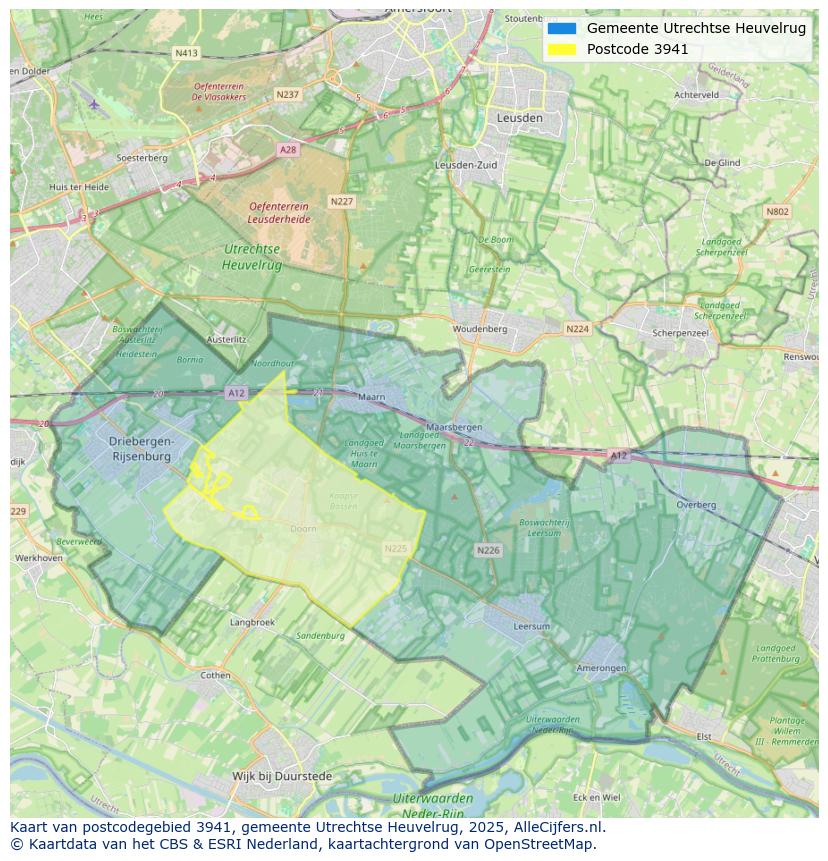 Afbeelding van het postcodegebied 3941 op de kaart.