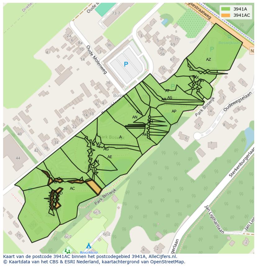 Afbeelding van het postcodegebied 3941 AC op de kaart.