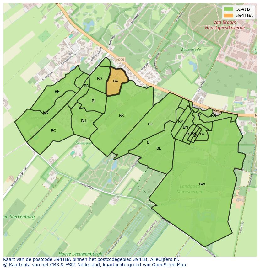 Afbeelding van het postcodegebied 3941 BA op de kaart.