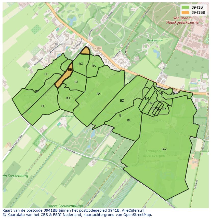 Afbeelding van het postcodegebied 3941 BB op de kaart.