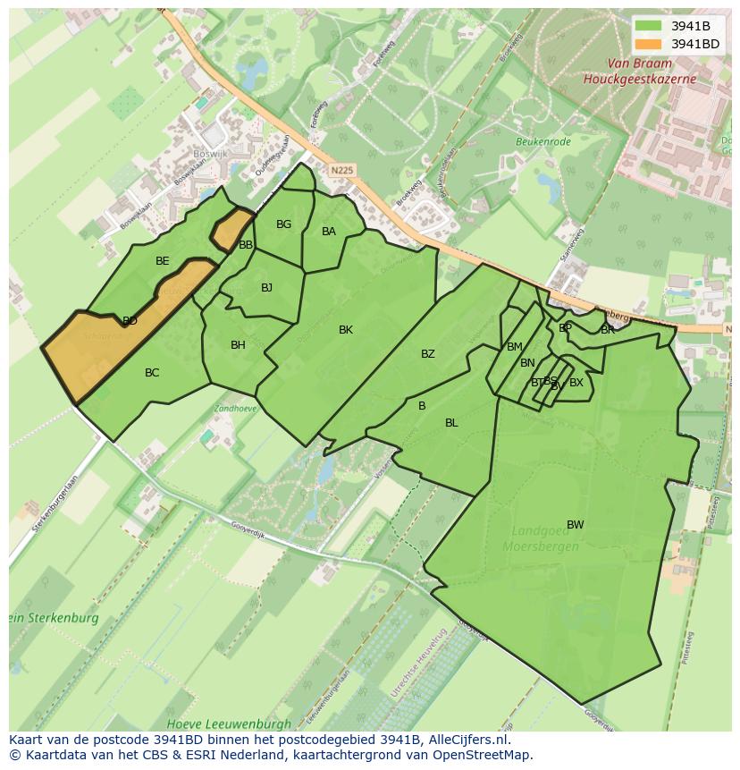 Afbeelding van het postcodegebied 3941 BD op de kaart.